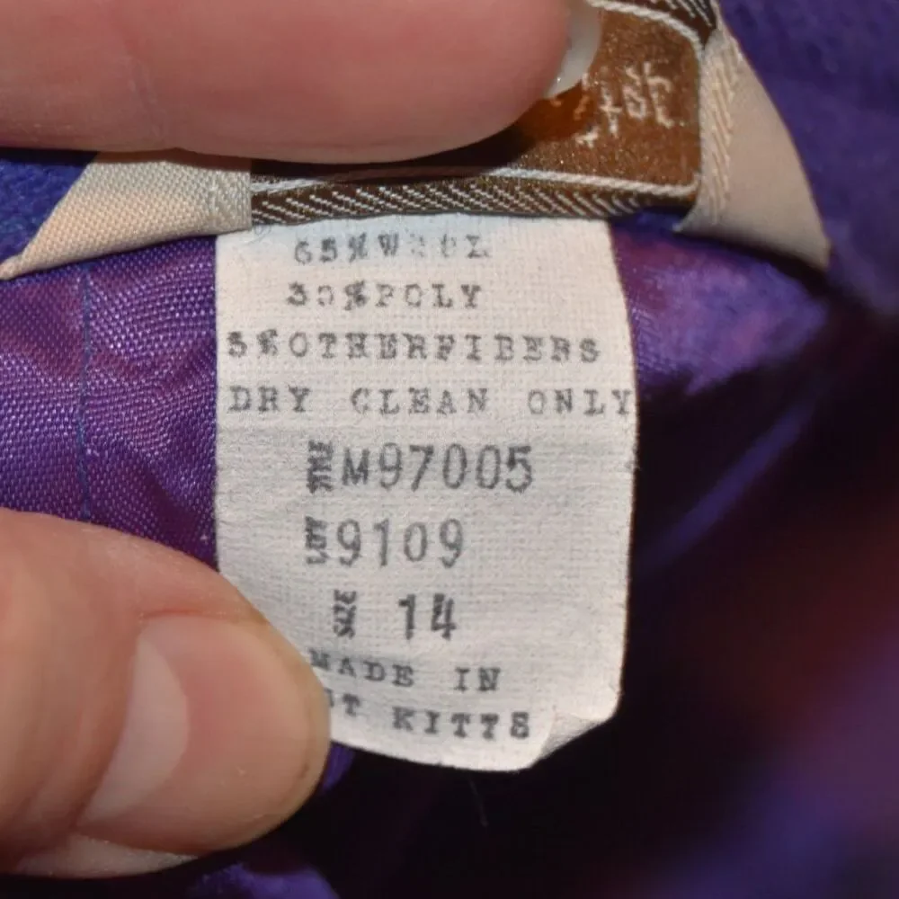 Vintage 80s-90s Step by Step Wool Lined Pencil Skirt Blue-Purple Size M-L